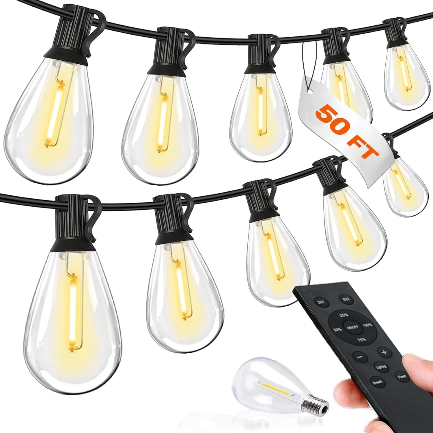 Special Tenmiro 200FT LED Outdoor String Lights with Remote, 74+2 Shatterproof Bulbs Dimmable Timing 3 Light Modes Outside Patio - Image 5