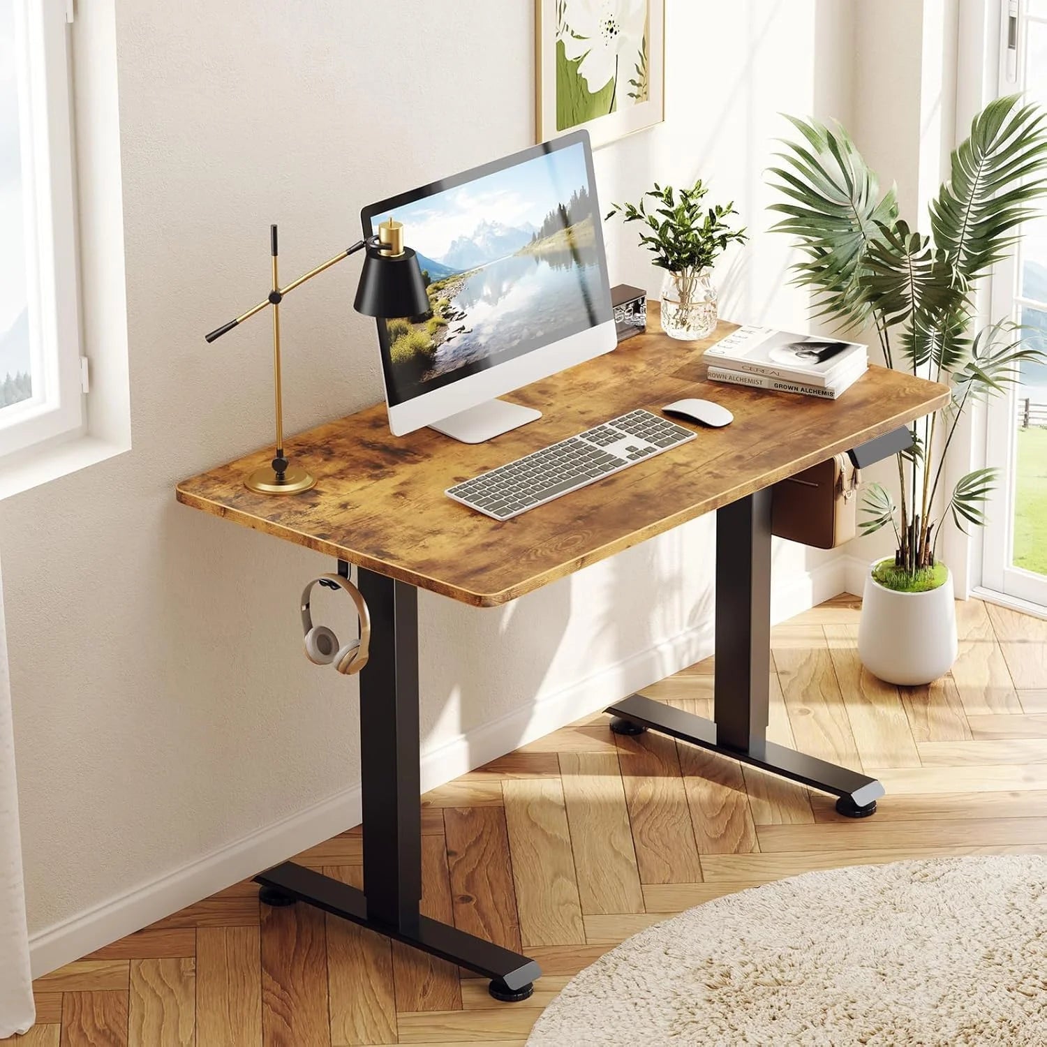 Special Veken 55 Inch Large Electric Standing Desk, Gaming Table, Height Adjustable Sit Stand Up Computer Tables for Home Office - Image 9