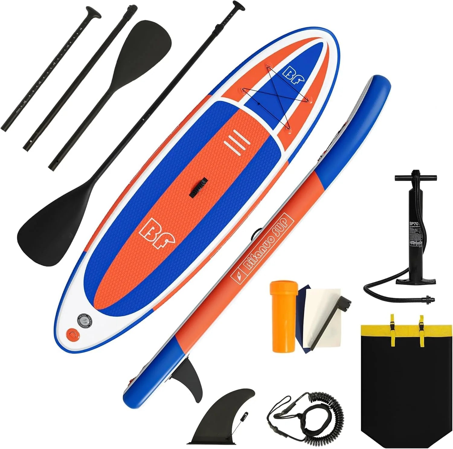 Special Bifanuo Inflatable Stand Up Paddle Board with SUP Accessories & Backpack. Paddle Boards for Adults. Non-Slip Deck