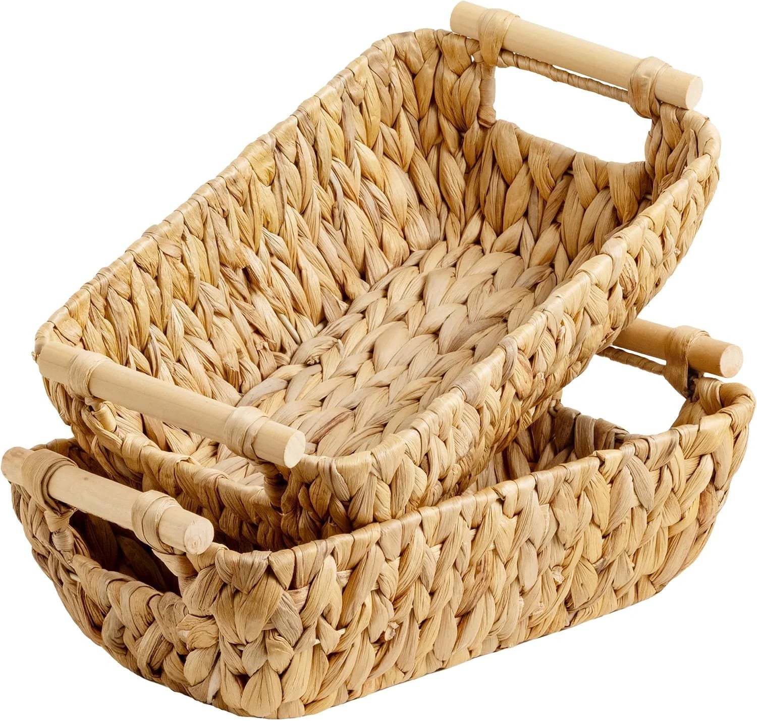 Special StorageWorks Wicker Baskets for Organizing, Water Hyacinth Storage Baskets, Wicker Storage Baskets for Shelves - Image 2