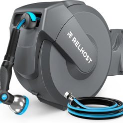 Special Retractable Garden Hose Reel, 5/8 in x 100 ft Wall Mount Heavy Duty Hose Reel with Any-Length Lock