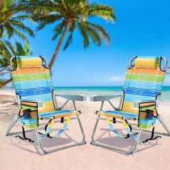 Special GVDV 2 Pack Backpack Beach Chairs for Adults, Mid-Height Foldable Chair with Lay Flat Position