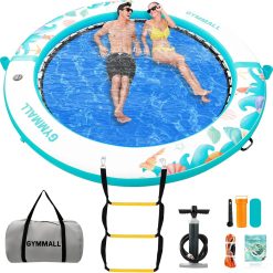 Special GYMMALL Inflatable Water Hammock Floating Dock 8 FT with Mesh, Tanning Pool Raft Round Ring for Adults