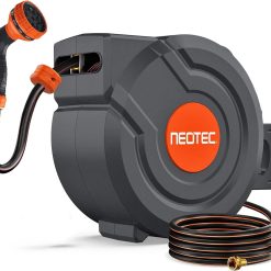Special Retractable Garden Hose Reel 5/8 inch x 100 ft Wall-Mounted 9 Pattern Nozzle Any Length Lock Automatic Slow