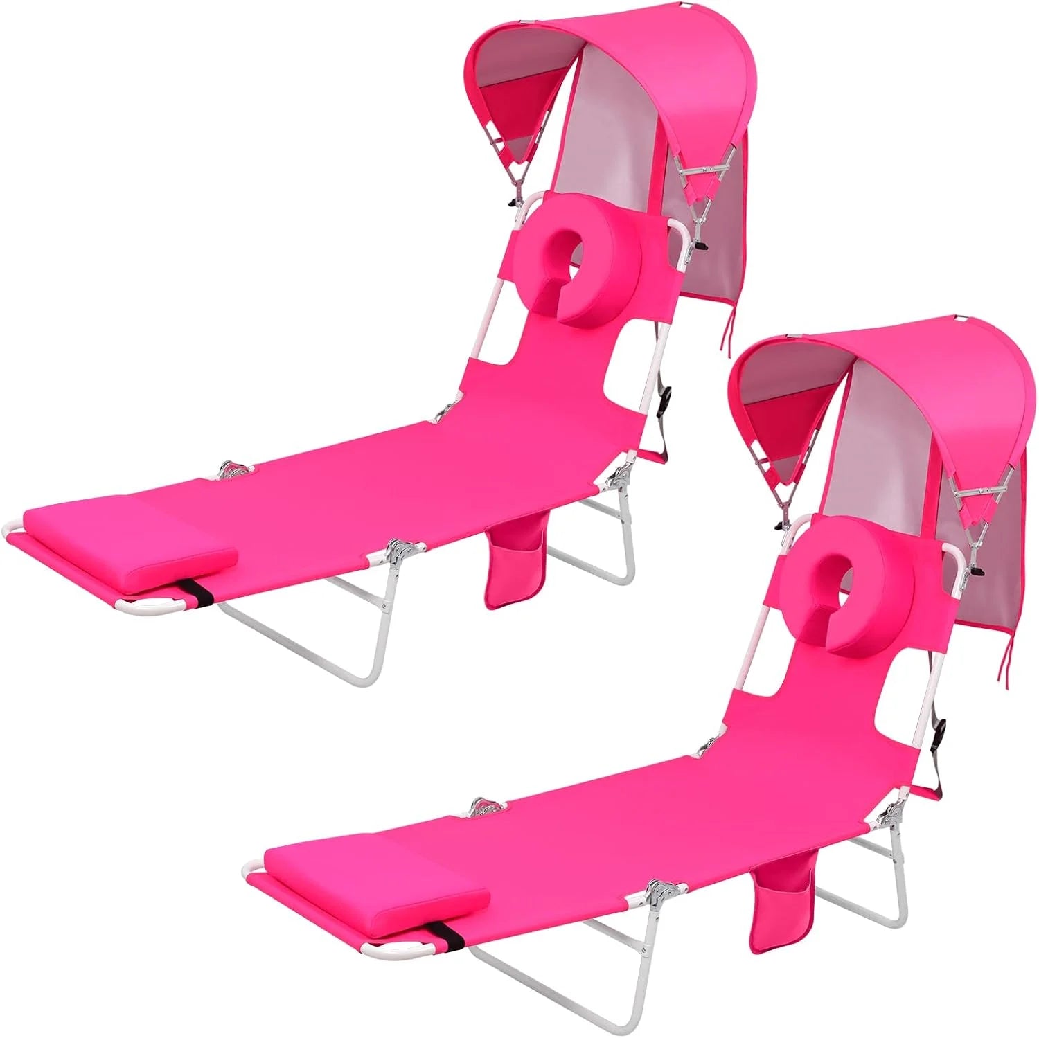 Special Beach Tanning Lounge Chair with Canopy Shade Face Hole Padded Adjustable Washable, 6 Position Layout Chair - Image 12