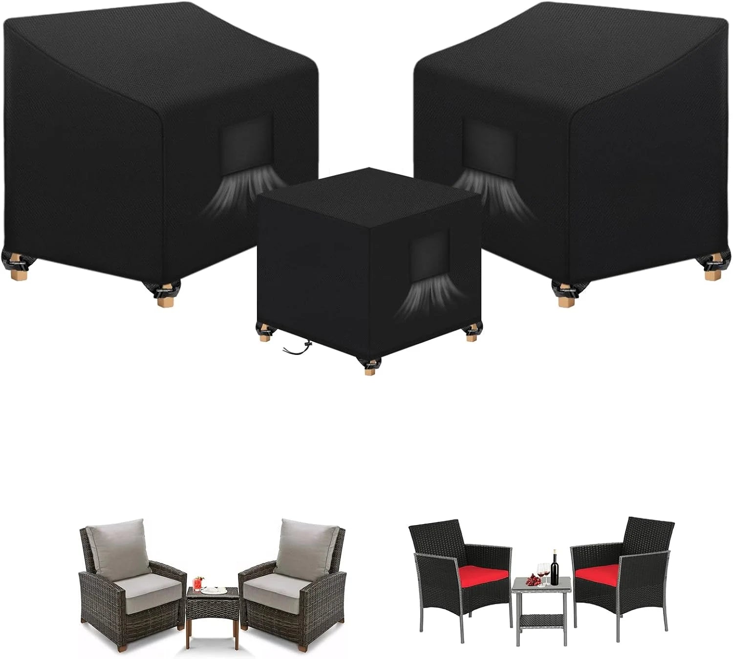 Special SIRUITON 3 Piece Outdoor Veranda Patio Garden Furniture Cover Set - Image 2