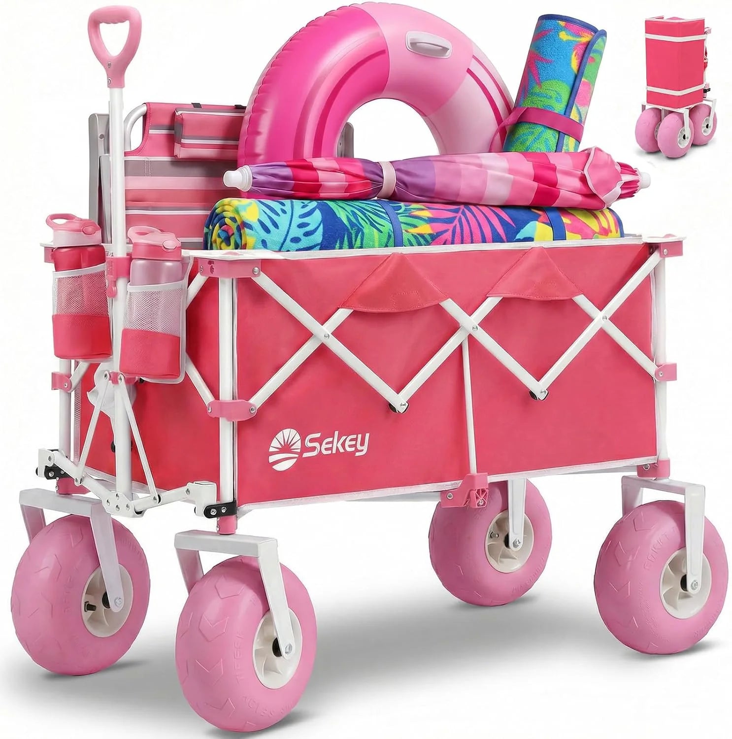 Special Sekey Heavy Duty Beach Wagon with 9 Big Sand-Proof Wheels " 600lb Capacity, 200L Oversized Foldable Cart - Image 3