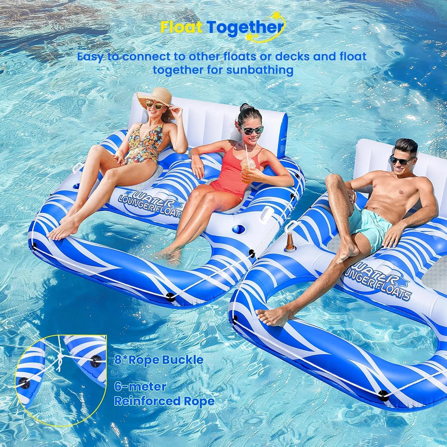Special Inflatable Pool Floats Adults, Large Pool Lounger Chair Floaties with Cup Holders Backrest Footrest - Image 5