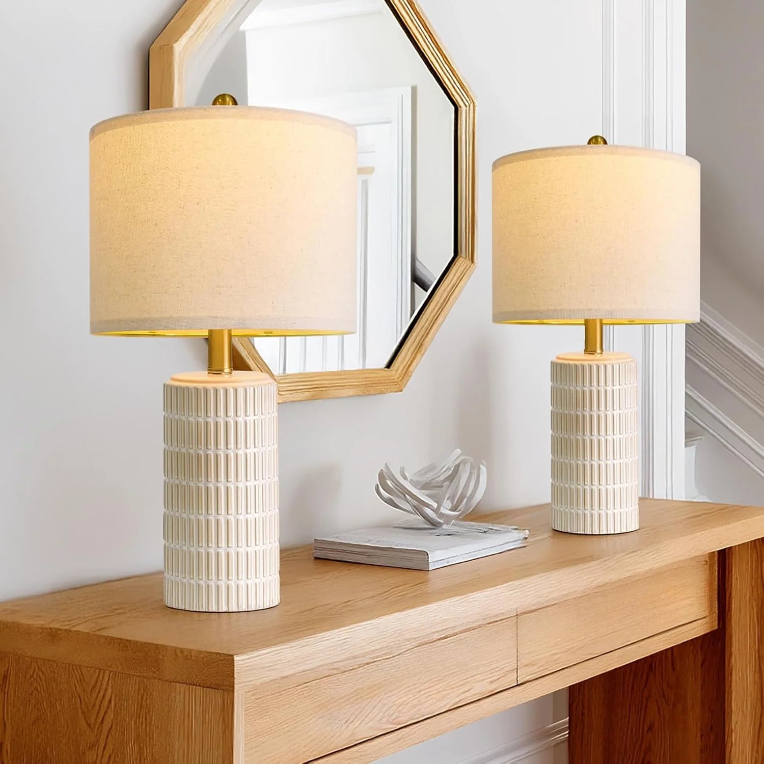 Special PoKat 20.75" Small Modern Ceramic Table Lamps Set of 2 - Image 13