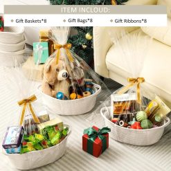 Alternative view of Special Small Woven Basket with Gift Bags and Ribbons, All 12x 8x 5, Empty Decorative Gift Chest Box, Cute Baby