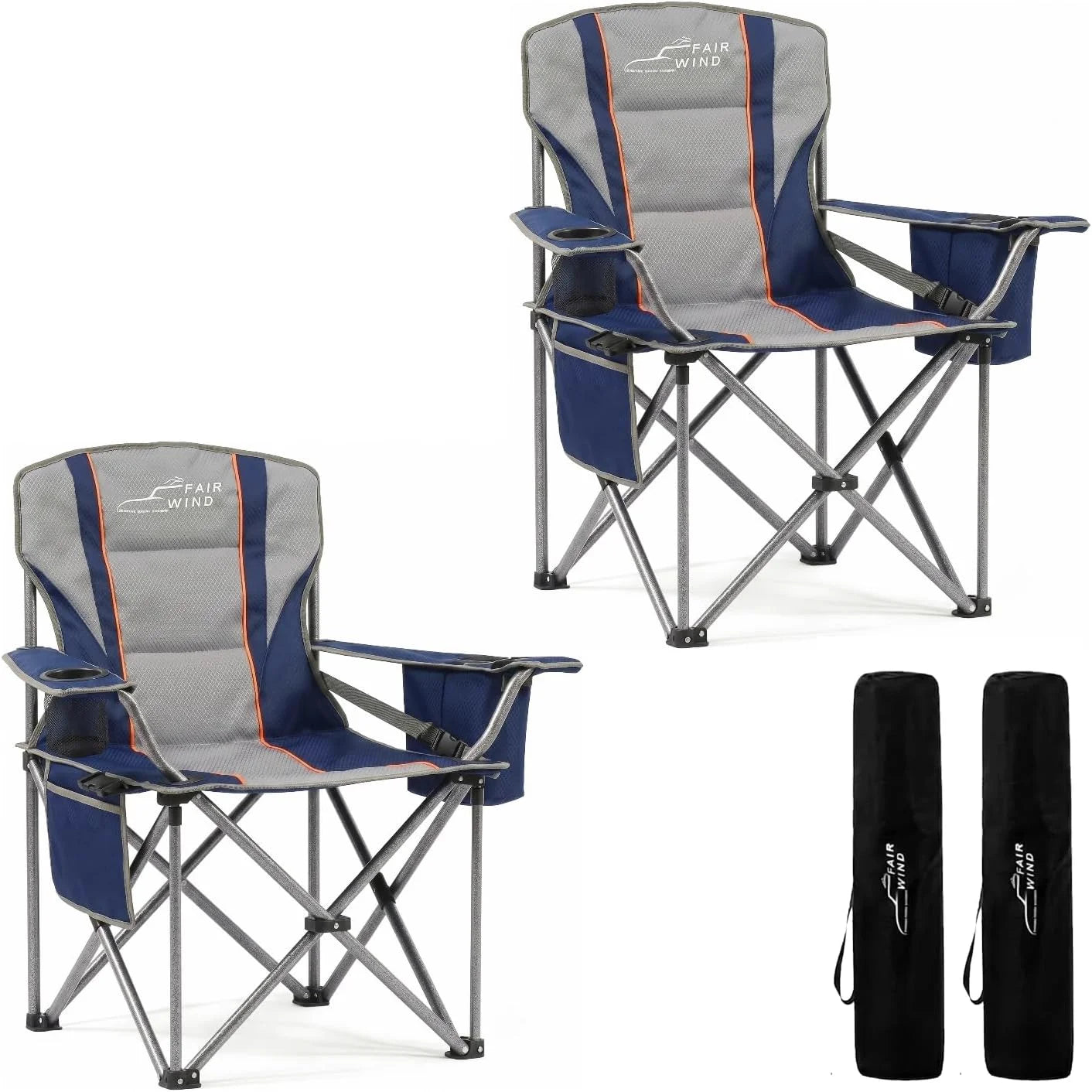 Special FAIR WIND 2 Pack Fully Padded Oversized Camping Chair Heavy Duty Lawn Chair Set with Adjustable Lumbar Support - Image 7