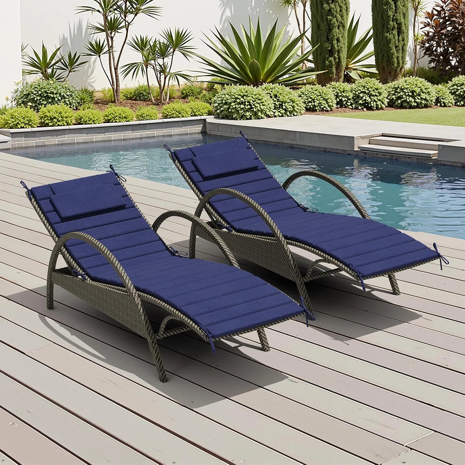 Special Crestlive Products Chaise Lounge Cushion Outdoor Set of 2, Foldable Water Resistant Pool Lounge Chair Cushions - Image 6