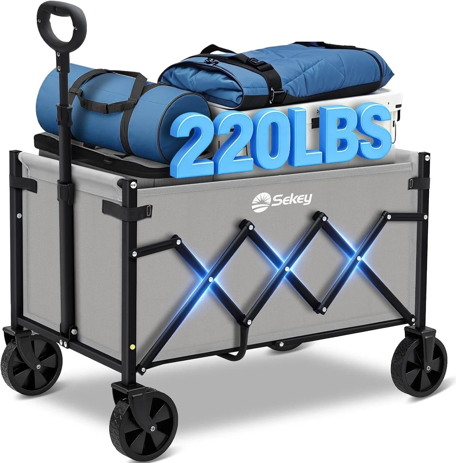 Special Sekey Wagon Cart with Wheels with 220LBS Capacity,Heavy Duty Wagon Carts Foldable,Lightweight Utility Portable Cart for Grocery - Image 4