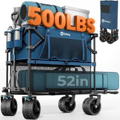 Alternative view of Special Sekey Double Decker Wagon, 500LBS Heavy Duty Collapsible Utility Cart with 400L Capacity & Extended Lower Shelf