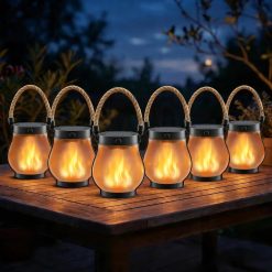 Alternative view of Special Solar Lanterns Outdoor Waterproof 4 Pack, Outdoor Solar Lanterns with Flickering Flame Effect