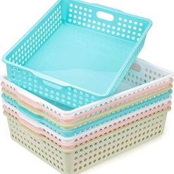 Special Plastic Storage Baskets, Colorful Paper Organizer Baskets Plastic Shelf Bins with Handles, Classroom Office