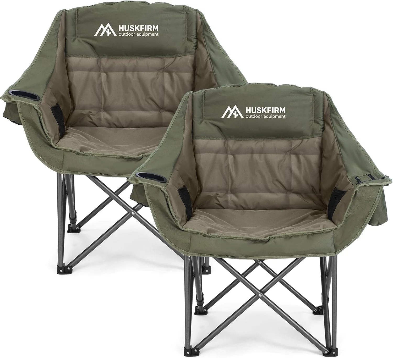 Special 2 Pack Camping Chairs Oversized Padded Camping Chair Heavy-Duty Foldable Camping Chairs with Cup Holder