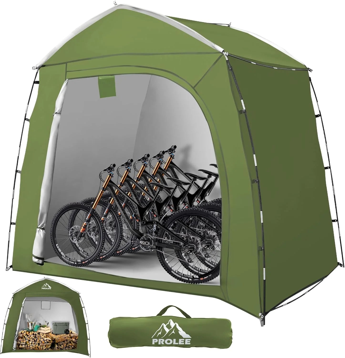 Special PROLEE Bike Shed 6.6FT, Waterproof Oxford Fabric Storage Tent for 2 Bikes, Outdoor Storage with Window Design, Black - Image 4