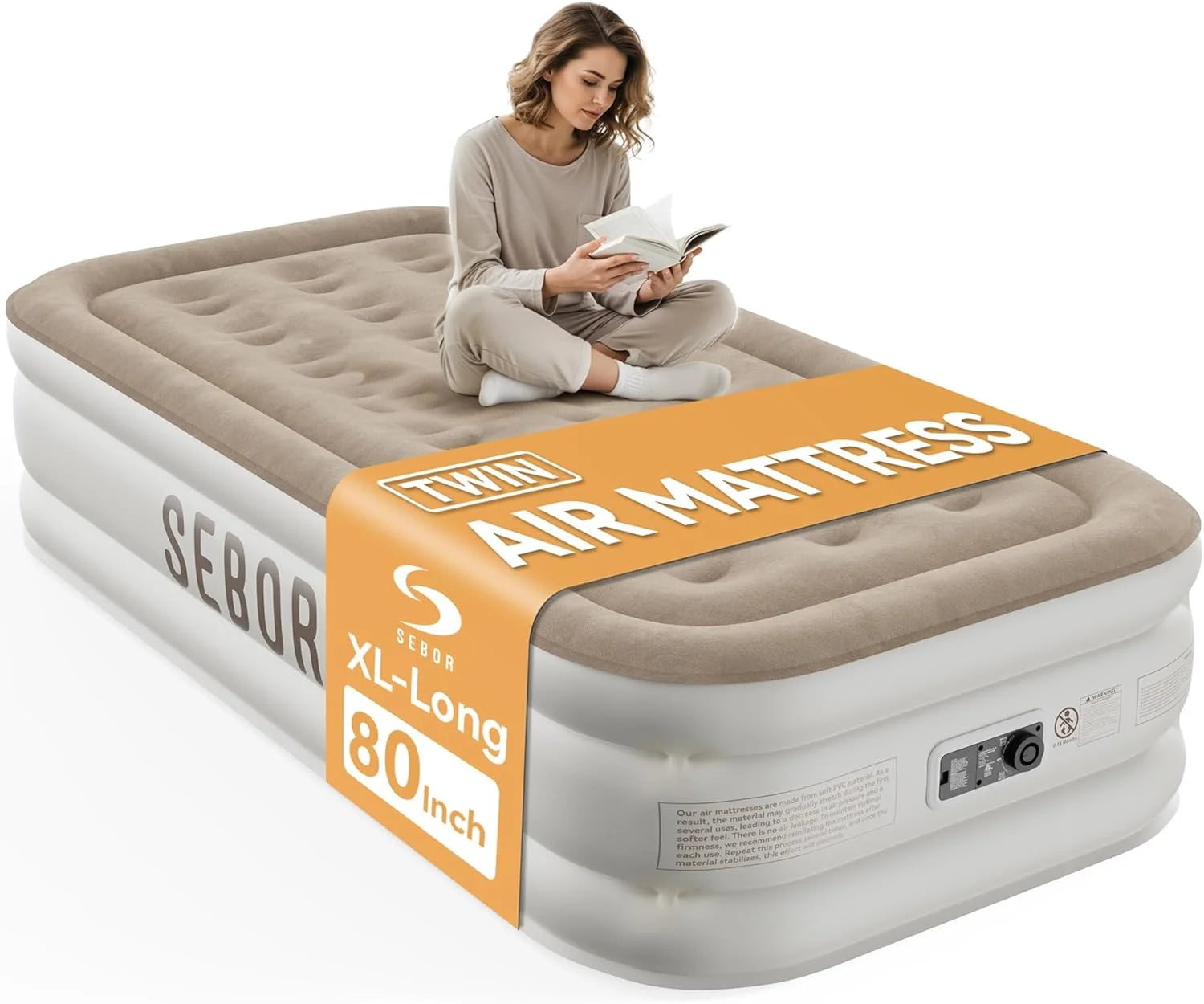 Special Sebor Air Mattress with Built-in Pump, Comfortable Self-Inflating Air Mattress with High-Speed Pump, 18 Twin XL) - Image 3