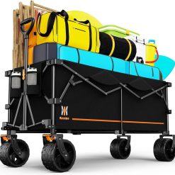 Alternative view of Special 330Lbs Collapsible Folding Wagon, Beach Wagon Cart Heavy Duty Foldable with Big Wheels
