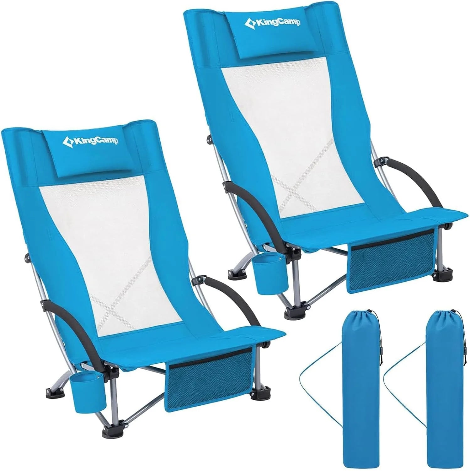 Special KingCamp Low Beach Chairs 2 Pack, Folding Portable Chair for Adults lightweight Extra Wide Ergonomic High Back Seat - Image 8