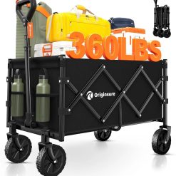 Alternative view of Special 100L Portable Collapsible Wagon Cart, 360lbs Heavy Duty, Black