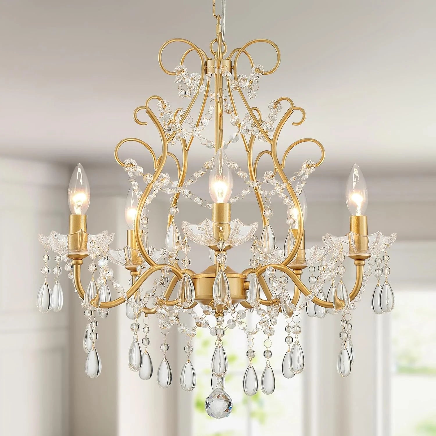 Special 5-Light Crystal Candle Chandelier Pendant Ceiling Light Modern Lighting Fixture for Bedroom Hallway Bar Kitchen - Image 9