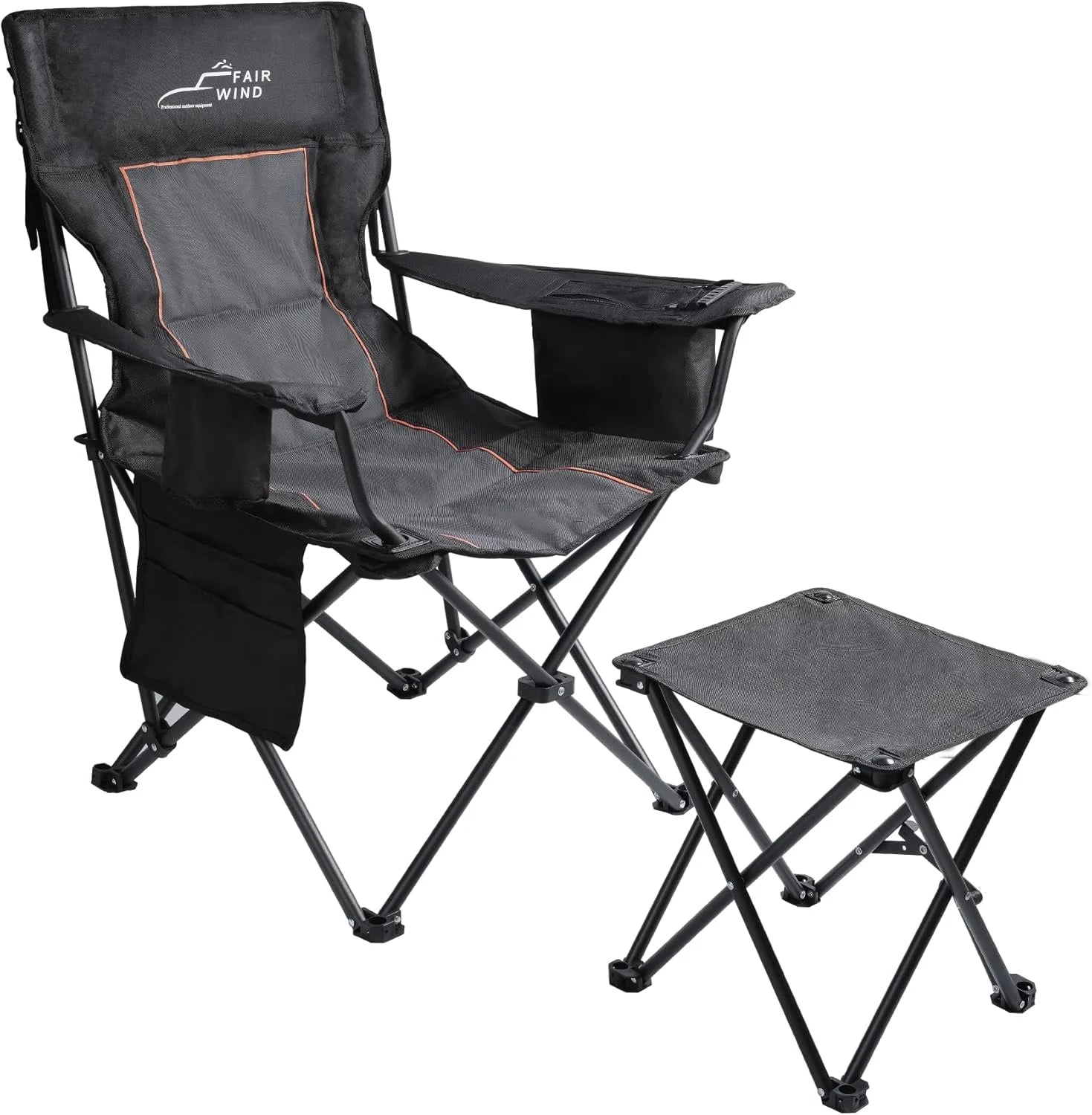 Special FAIR WIND 2 Pack Fully Padded Oversized Camping Chair Heavy Duty Lawn Chair Set with Adjustable Lumbar Support - Image 2