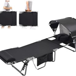 Alternative view of Special Tanning Chair with Sun Canopy Face Hole Softer Padded Adjustable Washable, Heavy Duty Layout Folding Lounge Chair