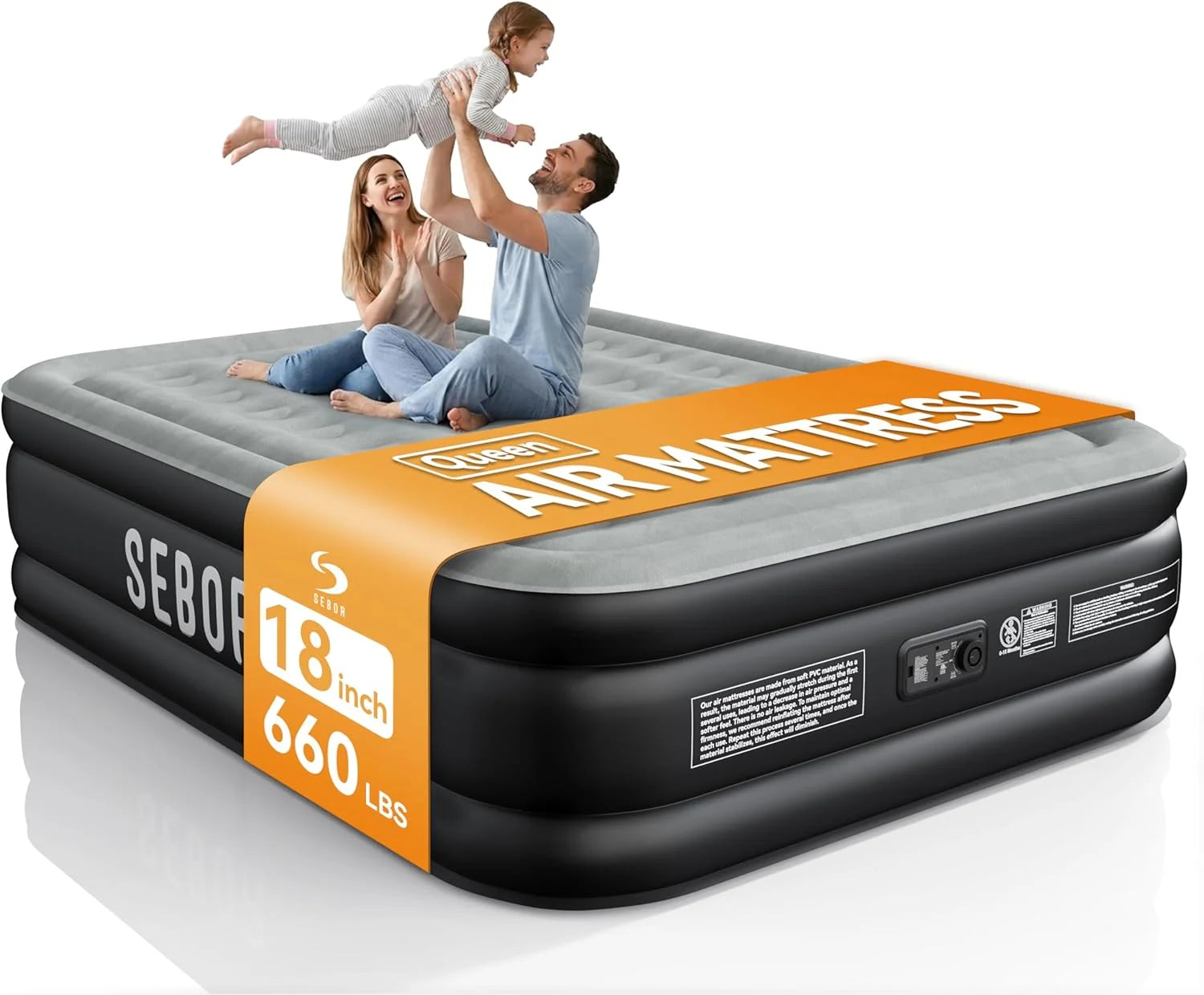 Special Air Mattress Queen with Built-in Pump 18, Comfortable Self-Inflating Air Mattress with High-Speed Pump