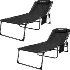 Special Oversized Tanning Chair, Extra-Wide Padded Folding Chase Lounge Chairs Portable Adjustable 5-Position 440lbs