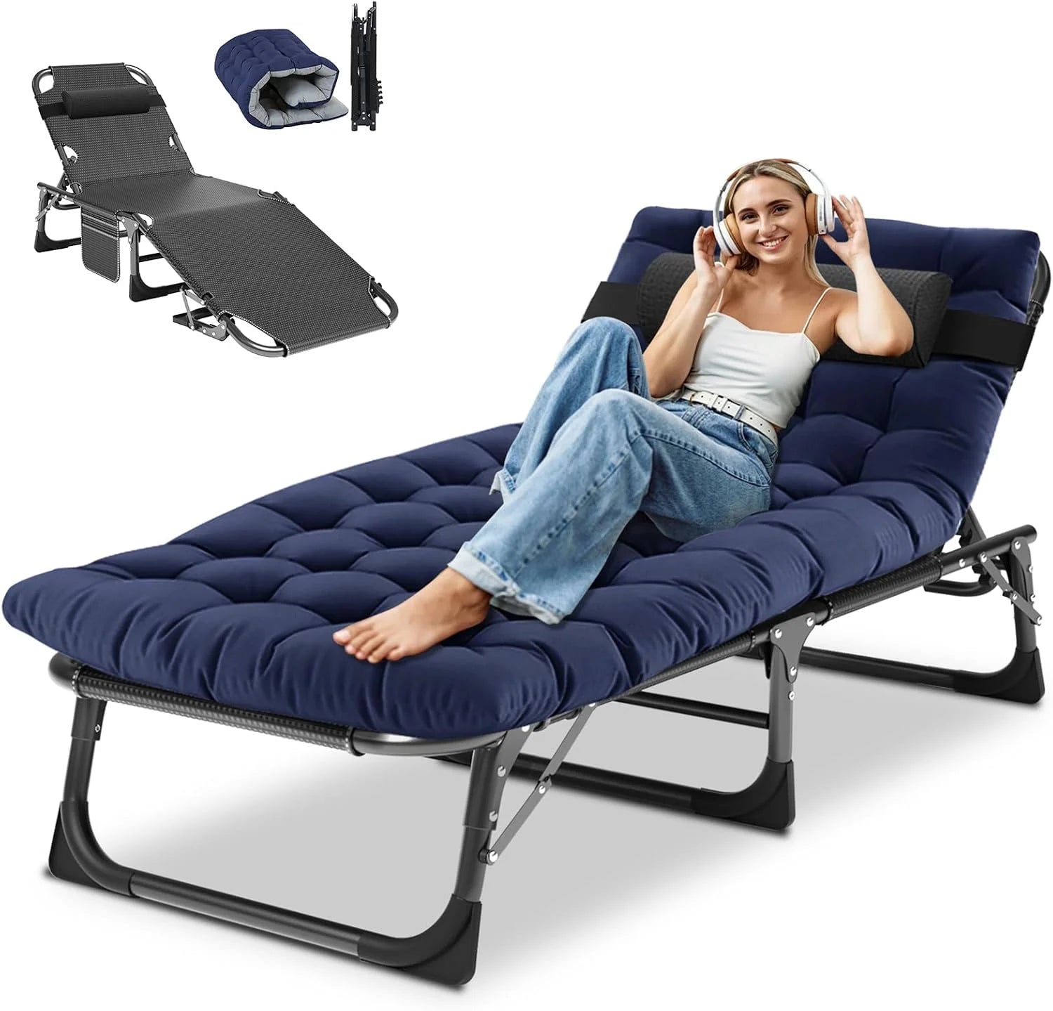 Special DoCred Heavy Duty Chaise Lounge Chair, Adjustable 5-Position Folding Chaise Lounge Chairs for Outside - Image 4