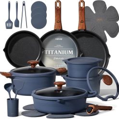 Alternative view of Special CAROTE 20pcs Titanium Cookware Set, Pots and Pans Set Detachable Handle