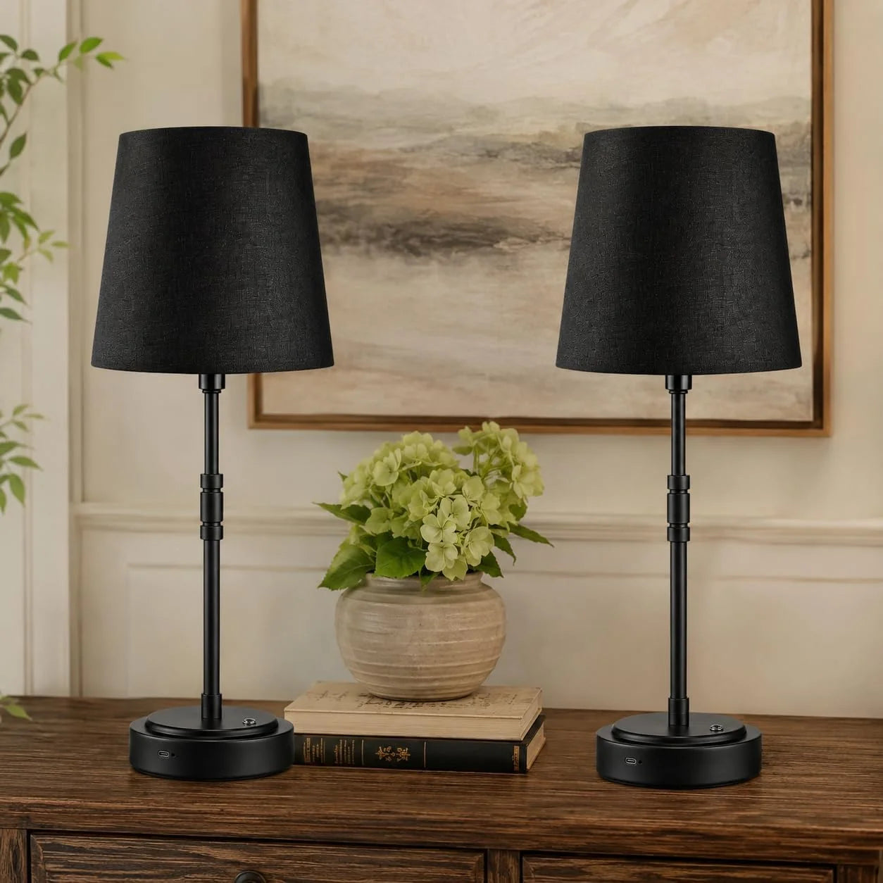 Special Cordless Table Lamps Set of 2 ¨C Battery Operated Lamp with 7500mAh Rechargeable Battery, Dimmable, Bulb Included