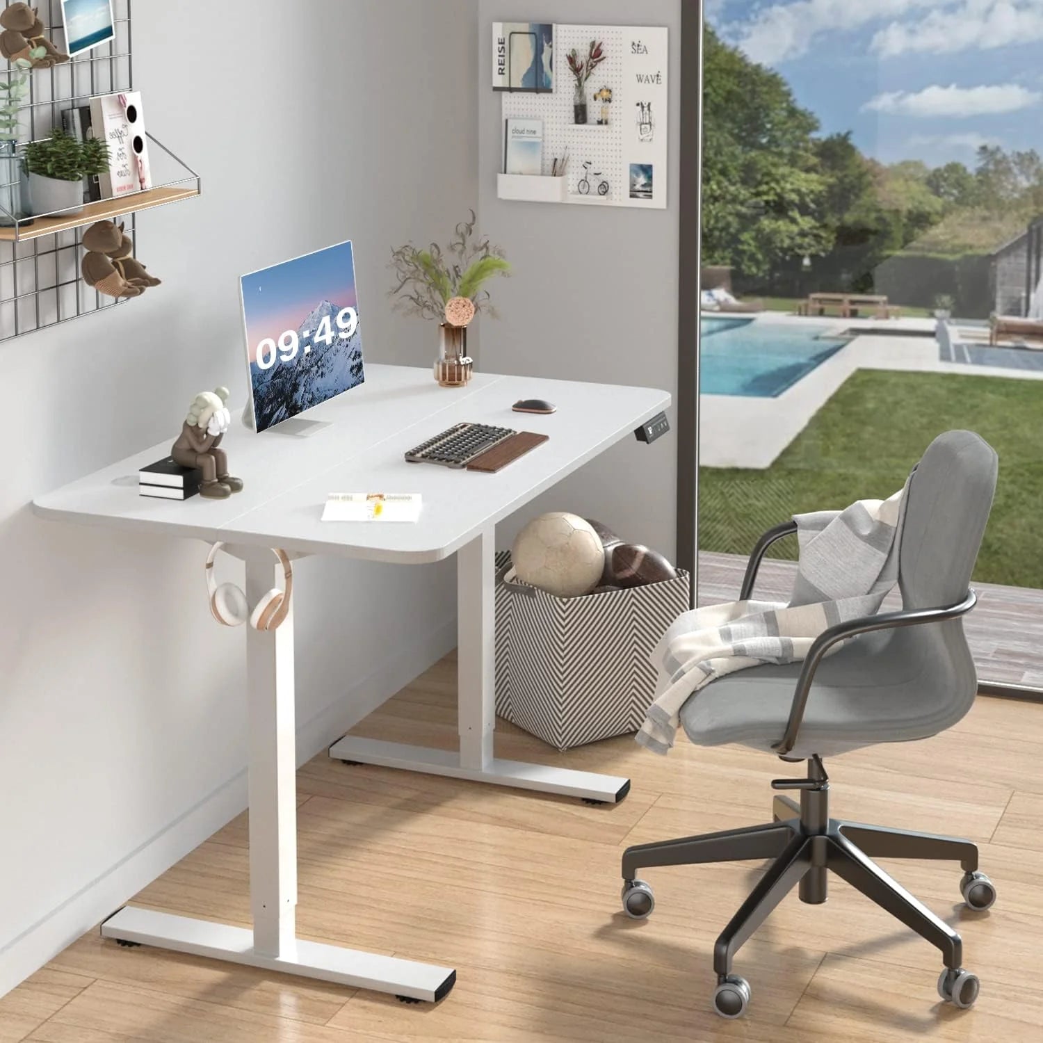 Special 55 x 24 Inches Electric Height Adjustable Standing Desk Large Sit Stand Up Desk Home Office Computer Desk Memory - Image 21