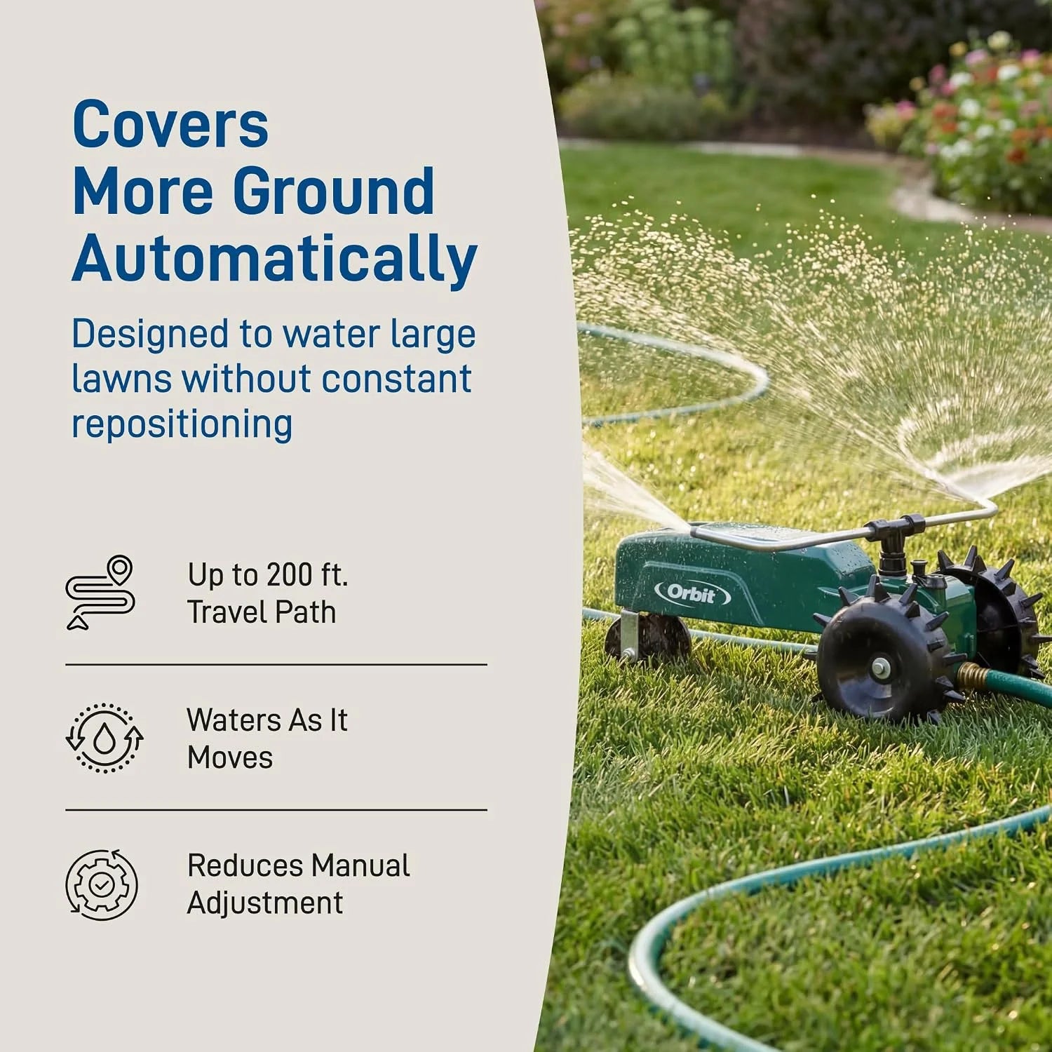 Special Orbit Traveling Tractor Water Sprinkler, Self-Propelled Traveling Sprinkler for Wide Lawn Coverage - Image 5