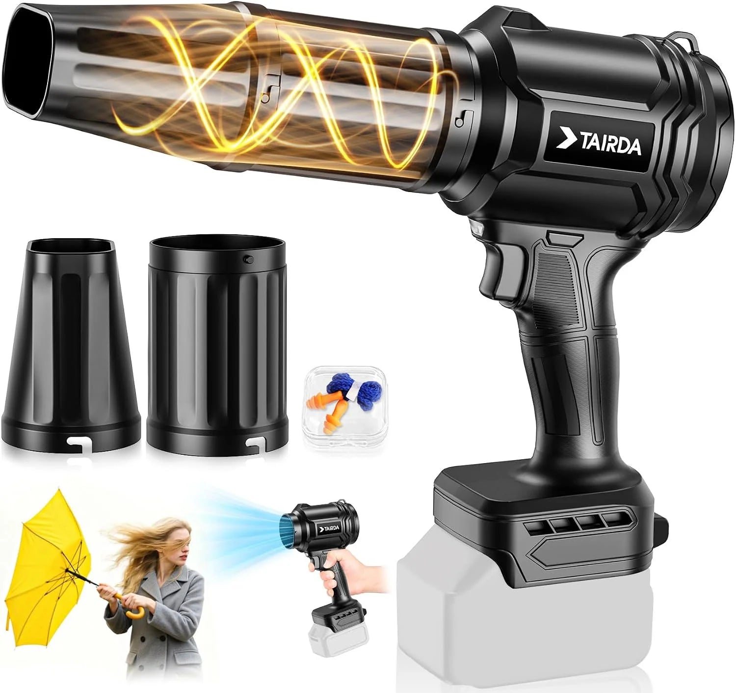 Special TAIRDA Cordless Leaf Blower Compatible for Dewalt 20V Battery(NO Battery), Mini Turbo Jet Blower with 2 Nozzles - Image 5
