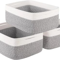 Alternative view of Special Baskets for Organizing 3 Pack, Woven Baskets for Shelves, Closet Organizer Bins with Handle, Empty Gift