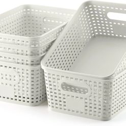 Special Plastic Storage Baskets 6 Pack Sturdy Storage Organizer Basket Woven Plastic Storage Bins