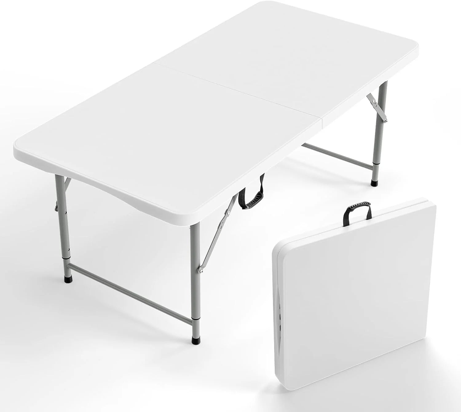 Special VINGLI 4 FT Plastic Folding Camping Table,3-Level Adjustable Height, Portable in/Outdoor Party Picnic Dining Desk - Image 3