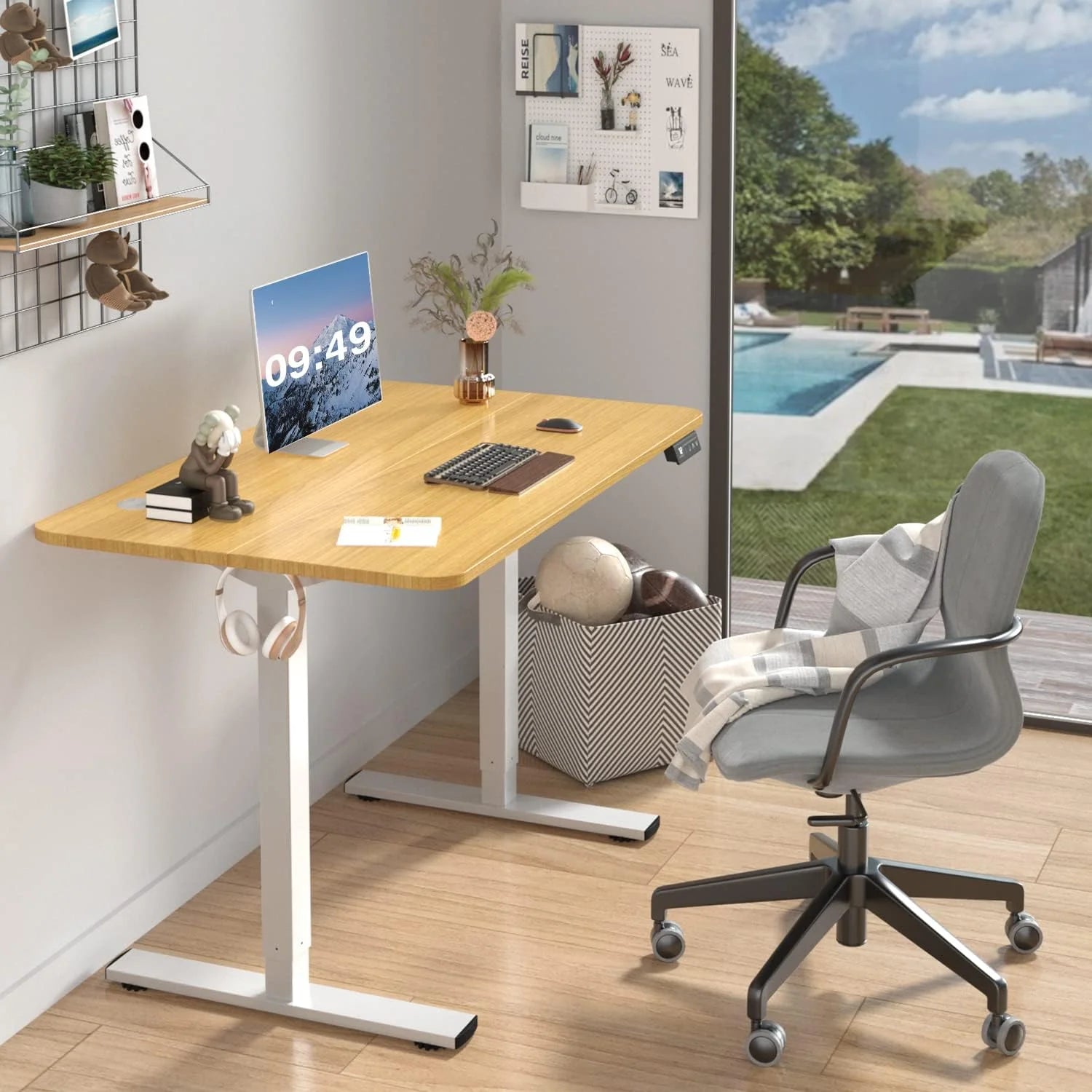 Special 55 x 24 Inches Electric Height Adjustable Standing Desk Large Sit Stand Up Desk Home Office Computer Desk Memory - Image 51