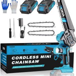 Alternative view of Special Mini Chainsaw, 20V Cordless 6 Inch, 2x1.5Ah Batteries, Handheld Saw, Blue