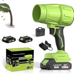 Special Blower 2×6.0Ah Battery & Charger, Electric Cordless Leaf Blower(Green) – For Yard Cleanup