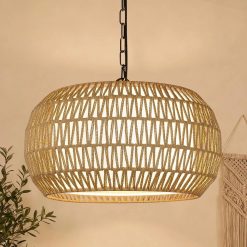 Special 9-52 Height Adjustable Farmhouse Chandelier Light Fixture, 5-Light Rattan Boho Chandeliers for Dining Room