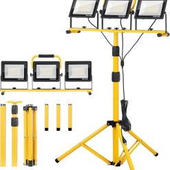 Special 21000Lumen LED Work Lights with Stand, 3 Head Portable Work Light with 16FT Cord, IP66 Waterproof Tripod