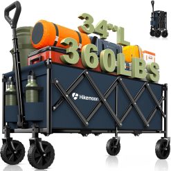 Alternative view of Special 34” Extra Long Folding Portable Wagon Cart, 120L 360LBS Black