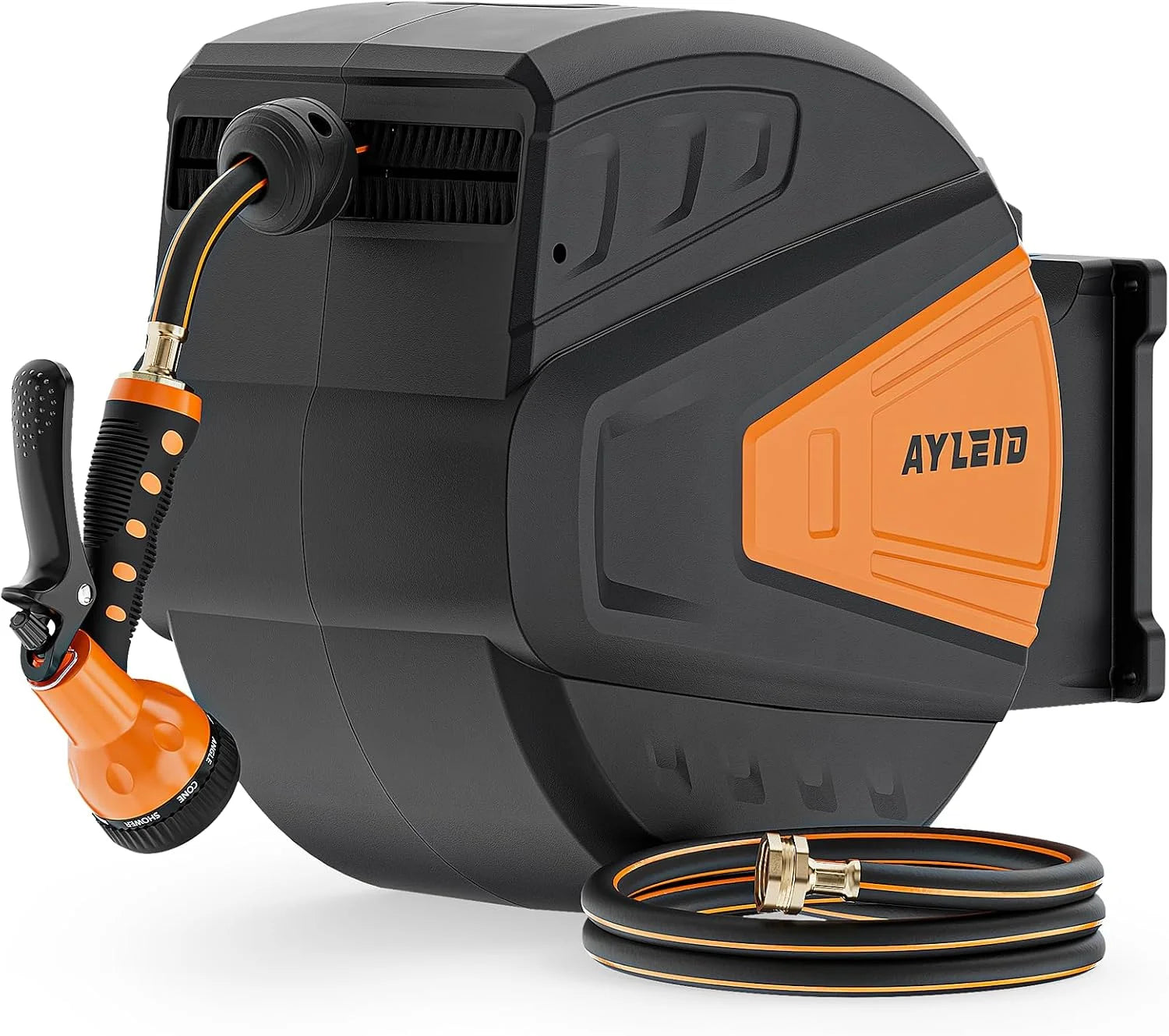Special Retractable Rubber Hybrid Garden Hose Reel, 5/8x100ft Wall Mount, 24-month warranty, 9-pattern sprayer - Image 3