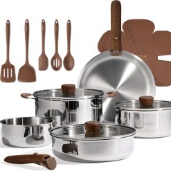 Special 19pcs Stainless Steel Cookware Set with Detachable Handle, Pots and Pans Set