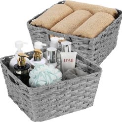 Special Wicker Storage Basket, Metal Frame, Set of 2, Washable Waterproof
